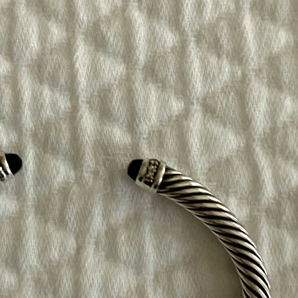 Authentic David Yurman cable sterling silver and onyx bracelet.